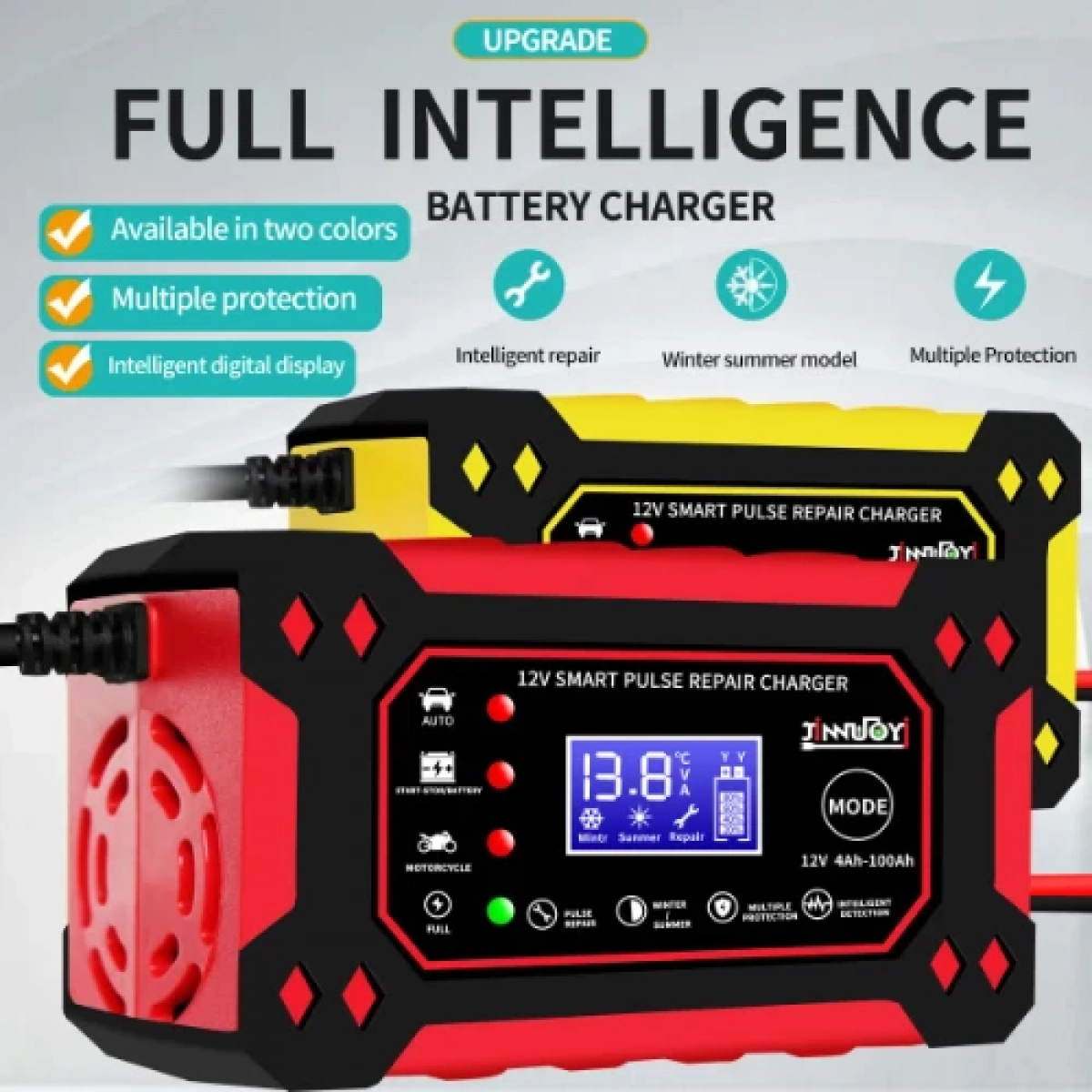 Φορτιστής μπαταρίας αυτοκινήτου 12V Andowl Q-DP1520 Κόκκινο