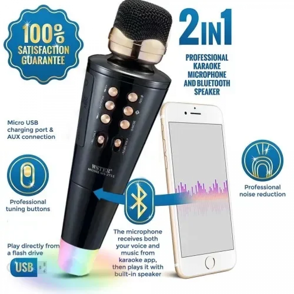 Μικρόφωνο Karaoke Ασύρματο Andowl Q-MC898 Μαύρο