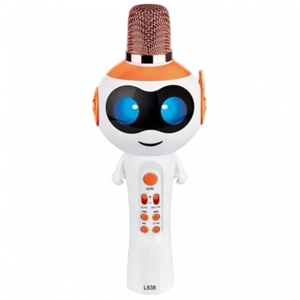 Παιδικό Ασύρματο Μικρόφωνο Karaoke Ρομπότ Andowl Q-MC838 Λευκό/Πορτοκαλί
