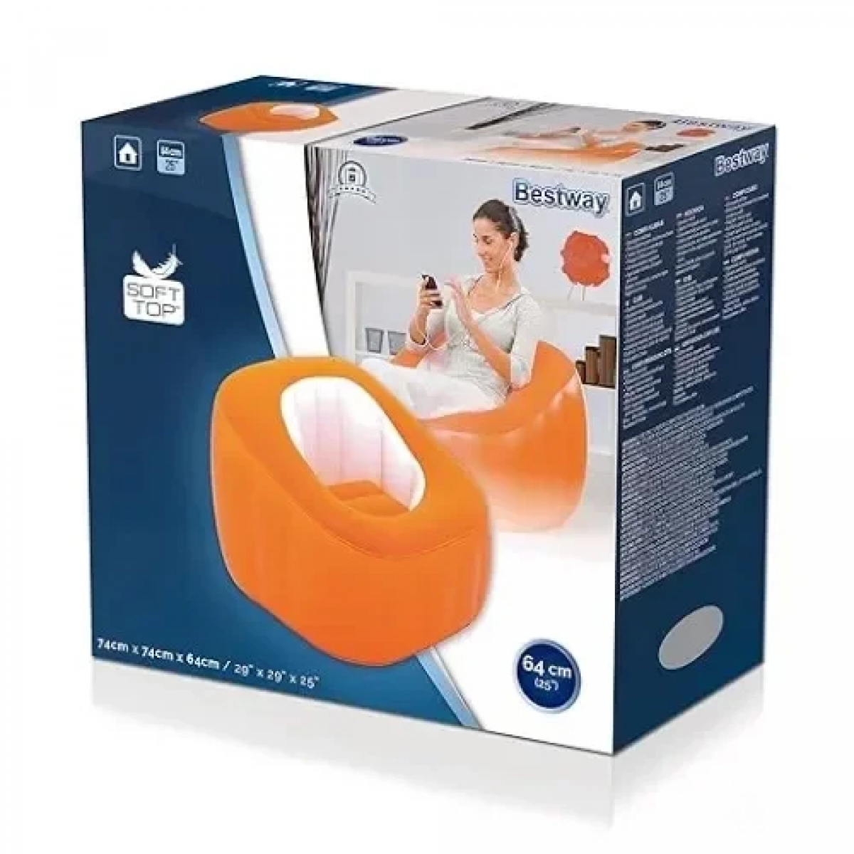 Φουσκωτή πολυθρόνα – 75046 Bestway Comfi Cube - Πορτοκαλί