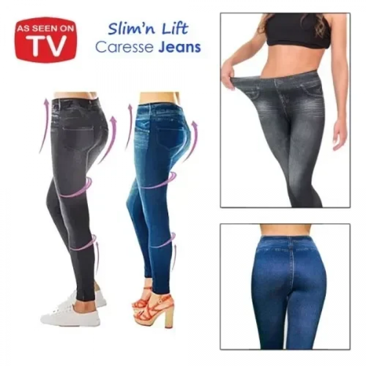 Τζιν Κολάν Slim N Lift Caresse Jeans - Mπλε - S/M