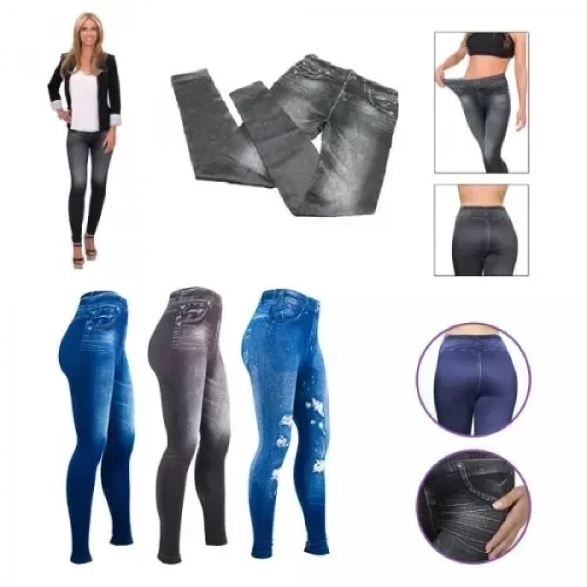 Τζιν Κολάν Slim N Lift Caresse Jeans - Mπλε - S/M