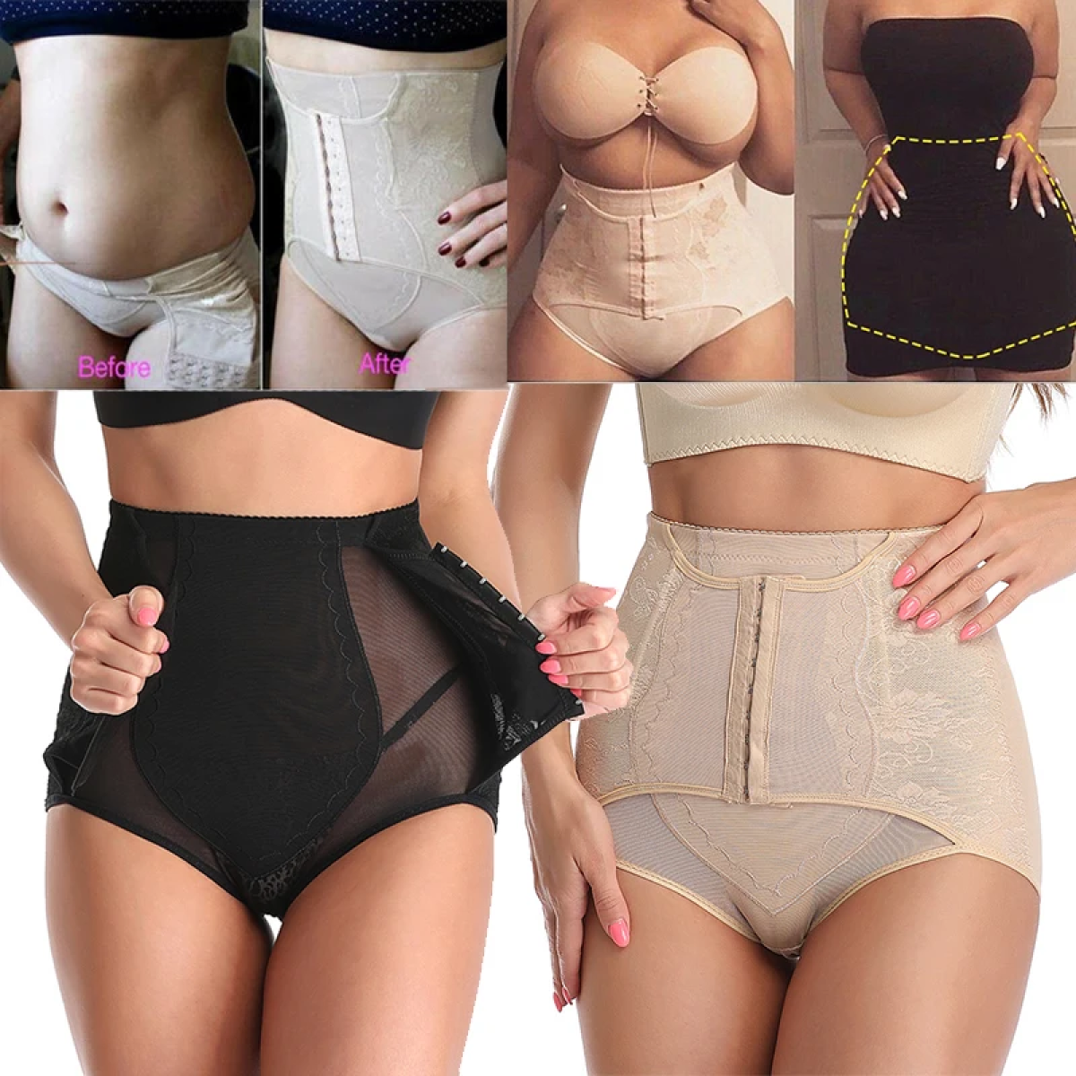 Ψηλόμεσο Εσώρουχο αδυνατίσματος High Waist Body Shaping Pants - Μαύρο M