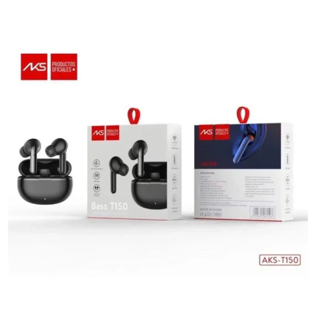 AKS-T150 In-ear Bluetooth Handsfree Ακουστικά με Θήκη Φόρτισης Μαύρα - Photo4