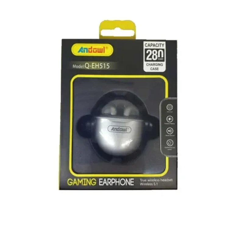 Ασύρματα ακουστικά gaming με θήκη φόρτισης Andowl Q-EH515 ασημί