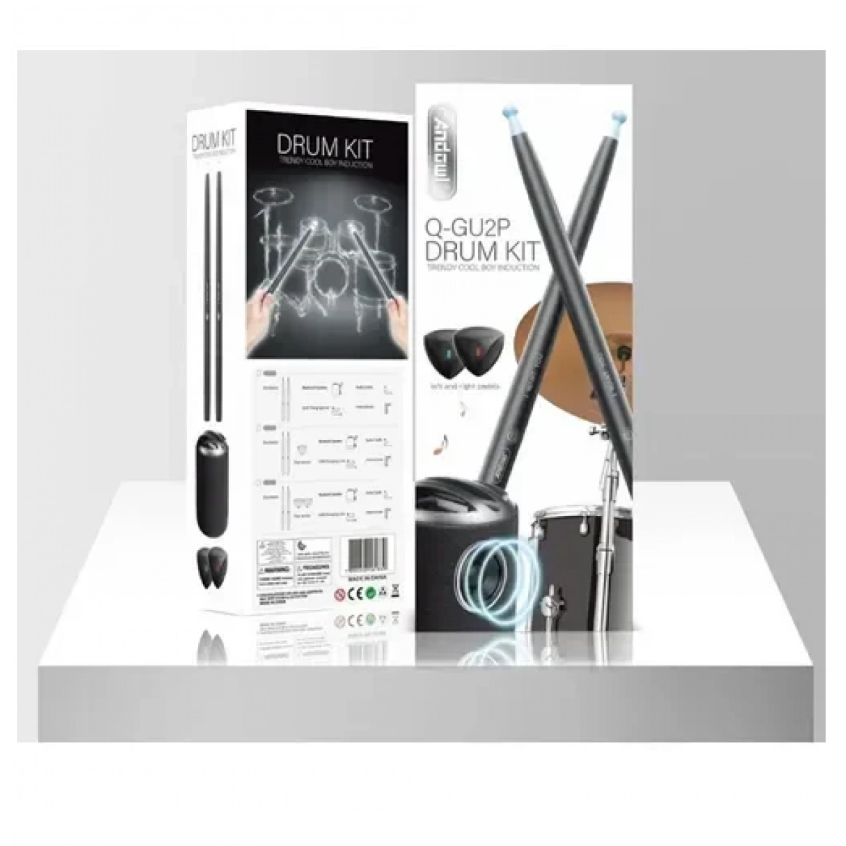 Ασύρματο Drum Kit με φορητό ηχείο Andowl Q-GU2P – μαύρο - Image 2