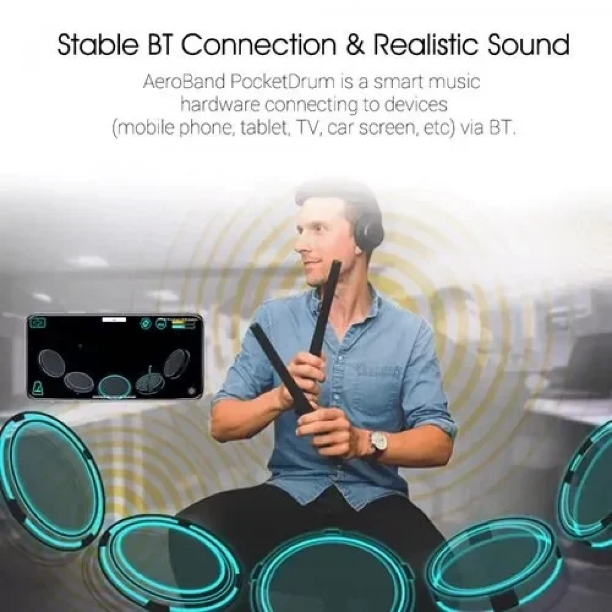 Ασύρματο Drum Kit με φορητό ηχείο Andowl Q-GU2P – μαύρο - Image 3