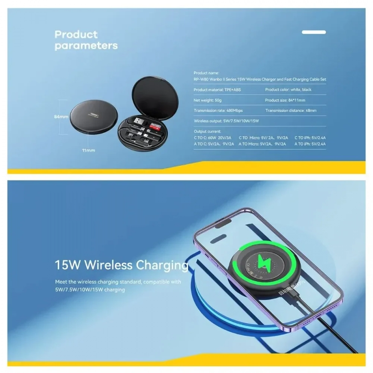 Ασύρματος Φορτιστής Remax RP-W80 15W - Μαύρο - Photo5