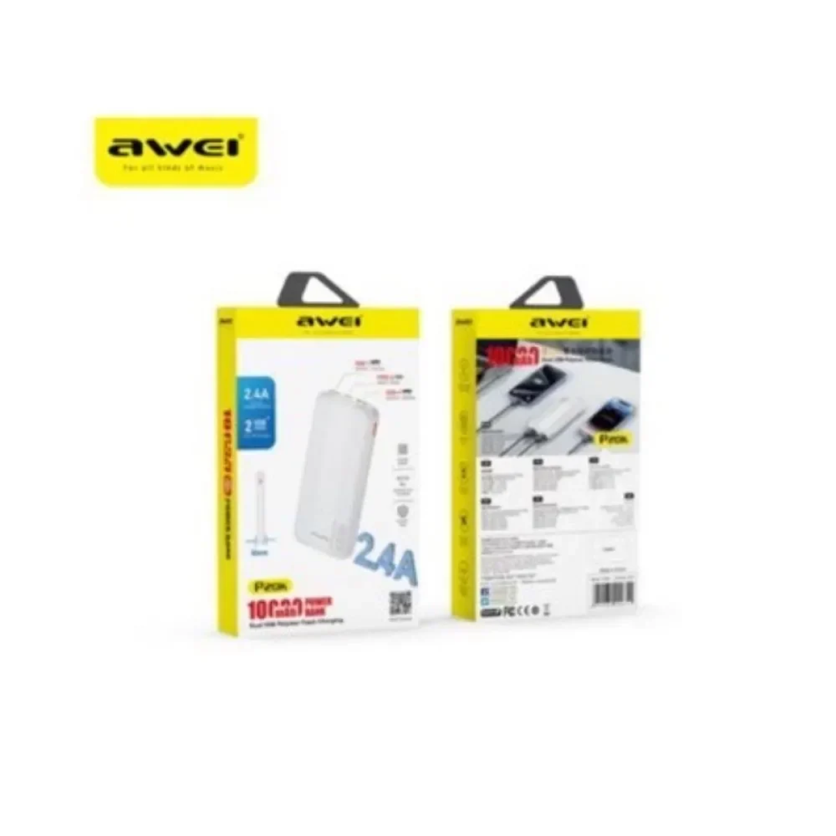 Awei P20K Power Bank 10000mAh, Λευκό - Photo3