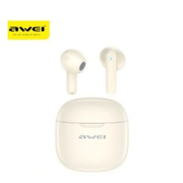 Awei T68 ENC Earbud Bluetooth Handsfree Ακουστικά με Θήκη Φόρτισης Μπεζ - Photo1