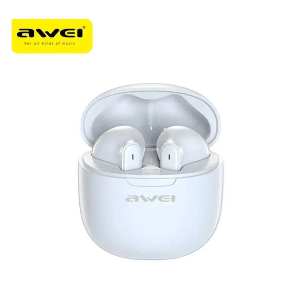 Awei T68 Enc Earbud Bluetooth Handsfree Ακουστικά Με Θήκη Φόρτισης Λευκά