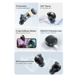 Awei-T78 In-ear Ασύρματα Ακουστικά Bluetooth 5.3 με Θήκη Φόρτισης - Μαύρο - Photo3