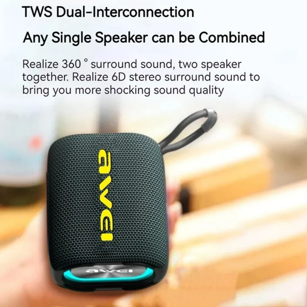 Awei Y382 Φορητό Ηχείο Subwoofer, Μαύρο - Photo3