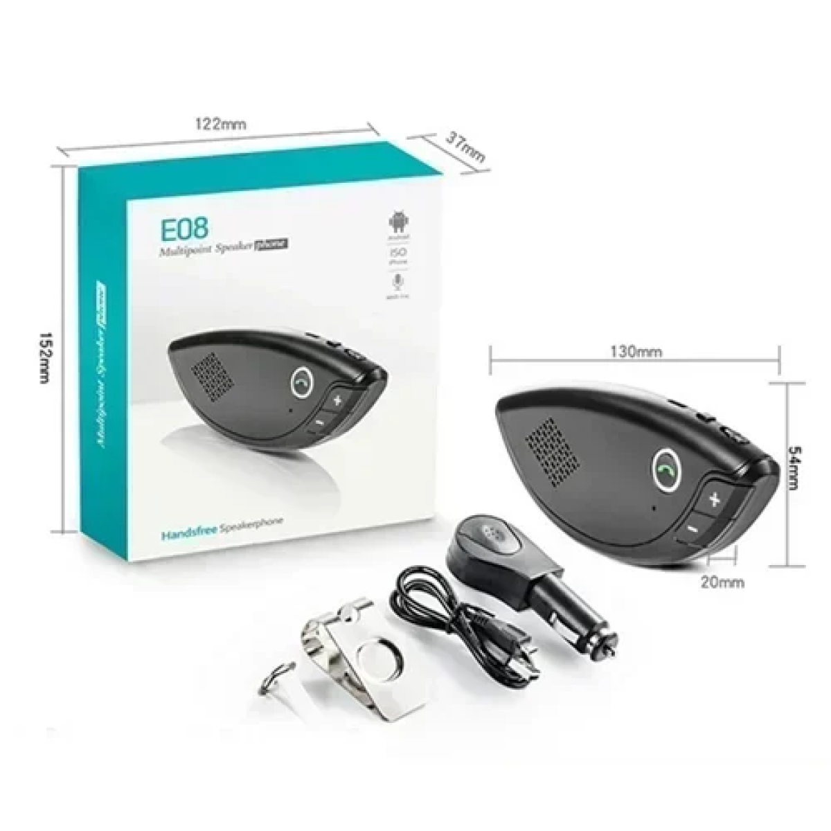 Bluetooth HandsFree αυτοκινήτου με σύστημα Multipoint για το αλεξήλιο E08 - μαύρο - Image 3