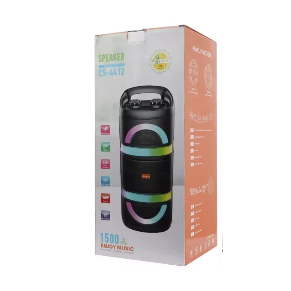 CS-4412 Φορητό Ηχείο Καραόκε 2 x 4'' bluetooth fm, usb, tf, tws και rgb φωτισμός