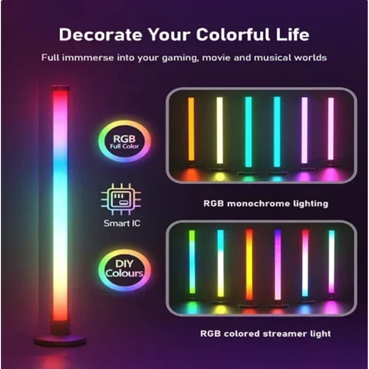 Διακοσμητικό φωτιστικό μπάρα LED RGB 2 τεμάχια SAL061-Y μαύρο - Image 4