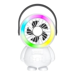 Επαναφορτιζόμενος Ανεμιστήρας USB με Λαβή & LED σε σχήμα Αστροναύτης - Λευκό