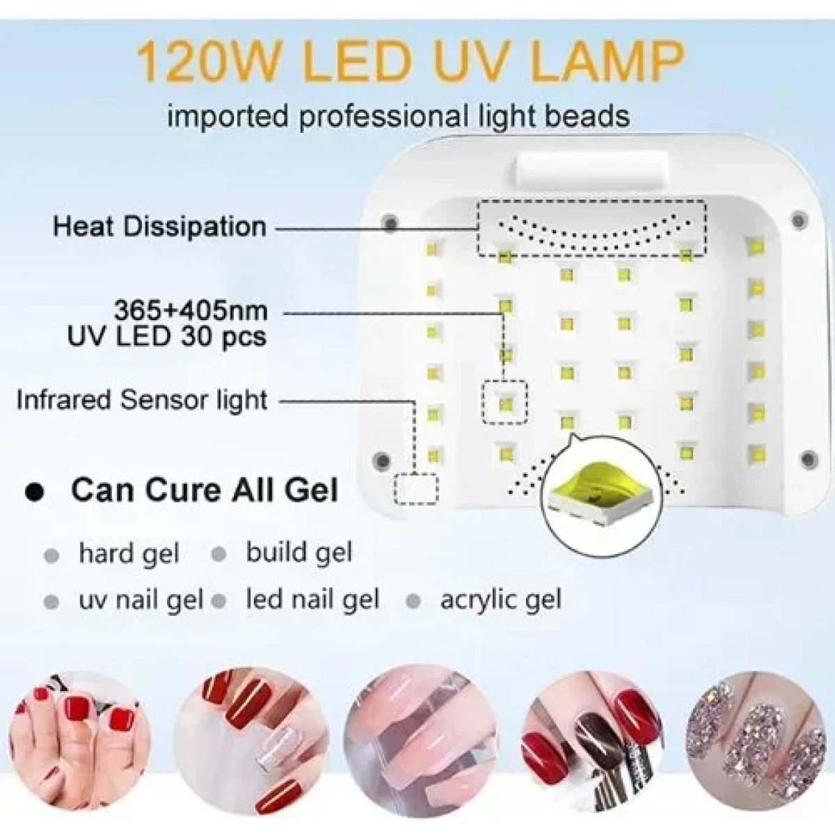 Επαγγελματικό φουρνάκι νυχιών 120W Nail Lamp Blueque BQ V10 - λευκό/μπλε - Image 5