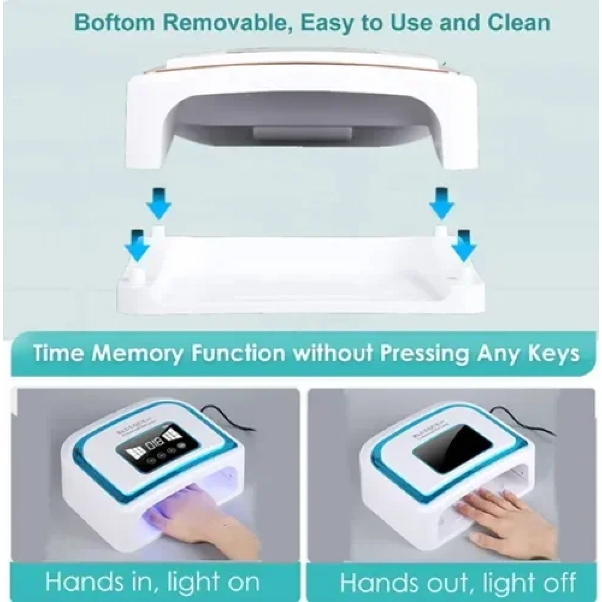 Επαγγελματικό φουρνάκι νυχιών 120W Nail Lamp Blueque BQ V10 - λευκό/μπλε - Image 6