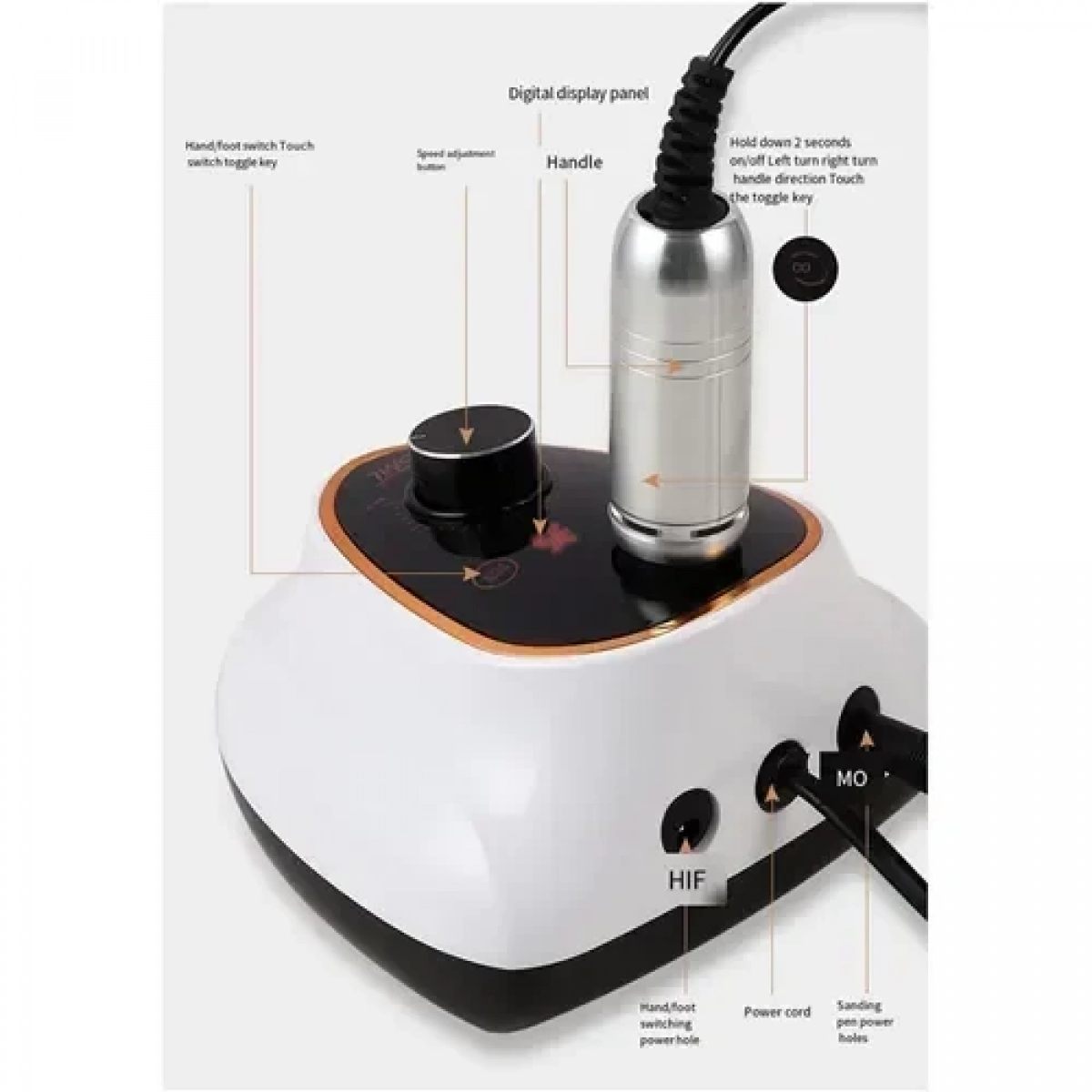 Επαγγελματικός τροχός νυχιών 35000rpm Sml M5 - ροζ/χρυσό - Image 2