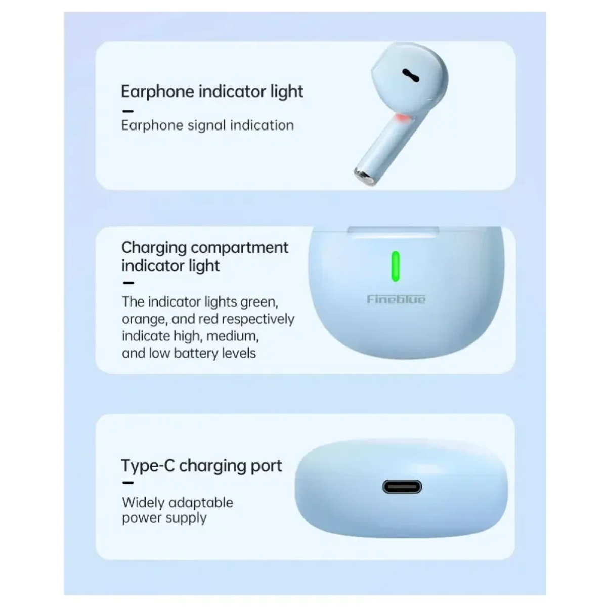 FINEBLUE M5 TWS Ασύρματα Ακουστικά BLUETOOTH Touch Earphone Semi-In-Ear Hifi Stereo Music- Ροζ - Photo7