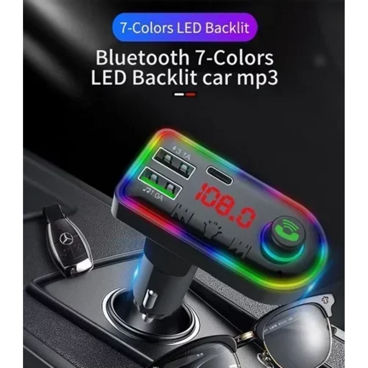 FM Transmitter και φορτιστής αυτοκινήτου Andowl Q-C75 μαύρο - Image 2