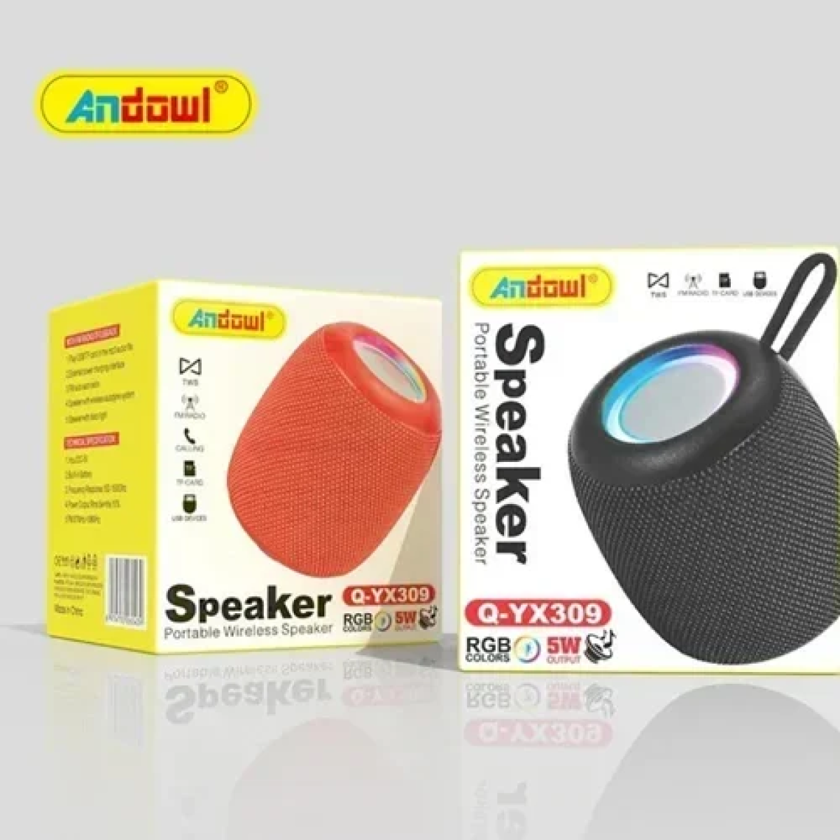 Φορητό ηχείο Bluetooth 5W με φωτισμό LED RGB Andowl Q-YX309 κόκκινο - Image 2