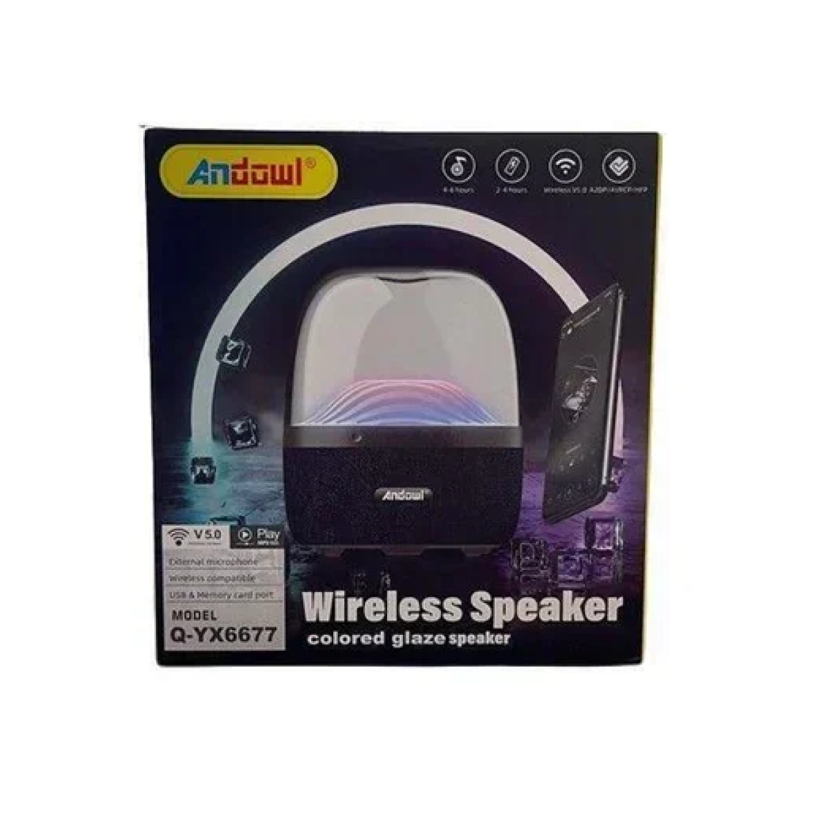 Φορητό ηχείο Bluetooth 5W με ραδιόφωνο και διάρκεια μπαταρίας έως 6 ώρες Andowl Q-YX6677 - μαύρο - Image 3