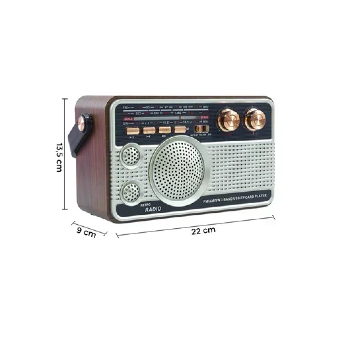 Φορητό ραδιόφωνο FM ρετρό Bluetooth USB AUX TF Andowl Q-FM01 ασημί - Image 5