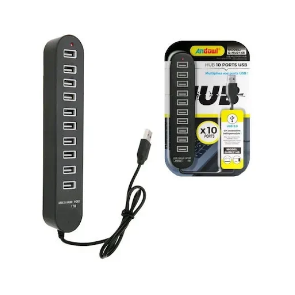 Hub 10 θυρών με σύνδεση USB-A USB 2.0 Andowl Q-HU2148