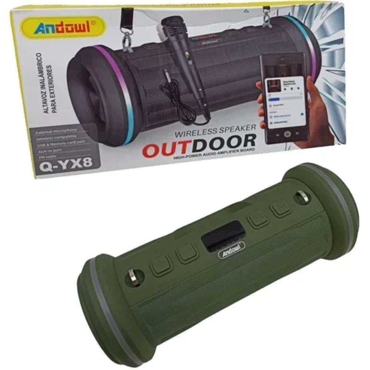 Φορητό ασύρματο ηχείο Bluetooth με λειτουργία karaoke Andowl Q-YX8 πράσινο - Image 2