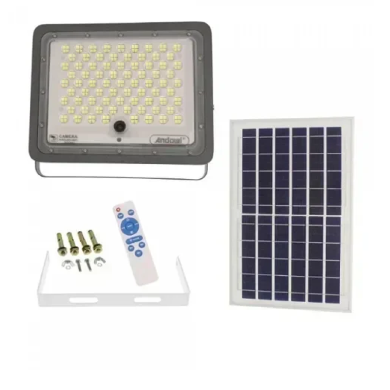 Ηλιακός προβολέας LED 300W με τηλεχειριστήριο και ψυχρό λευκό φως Andowl Q-SX76 μαύρο
