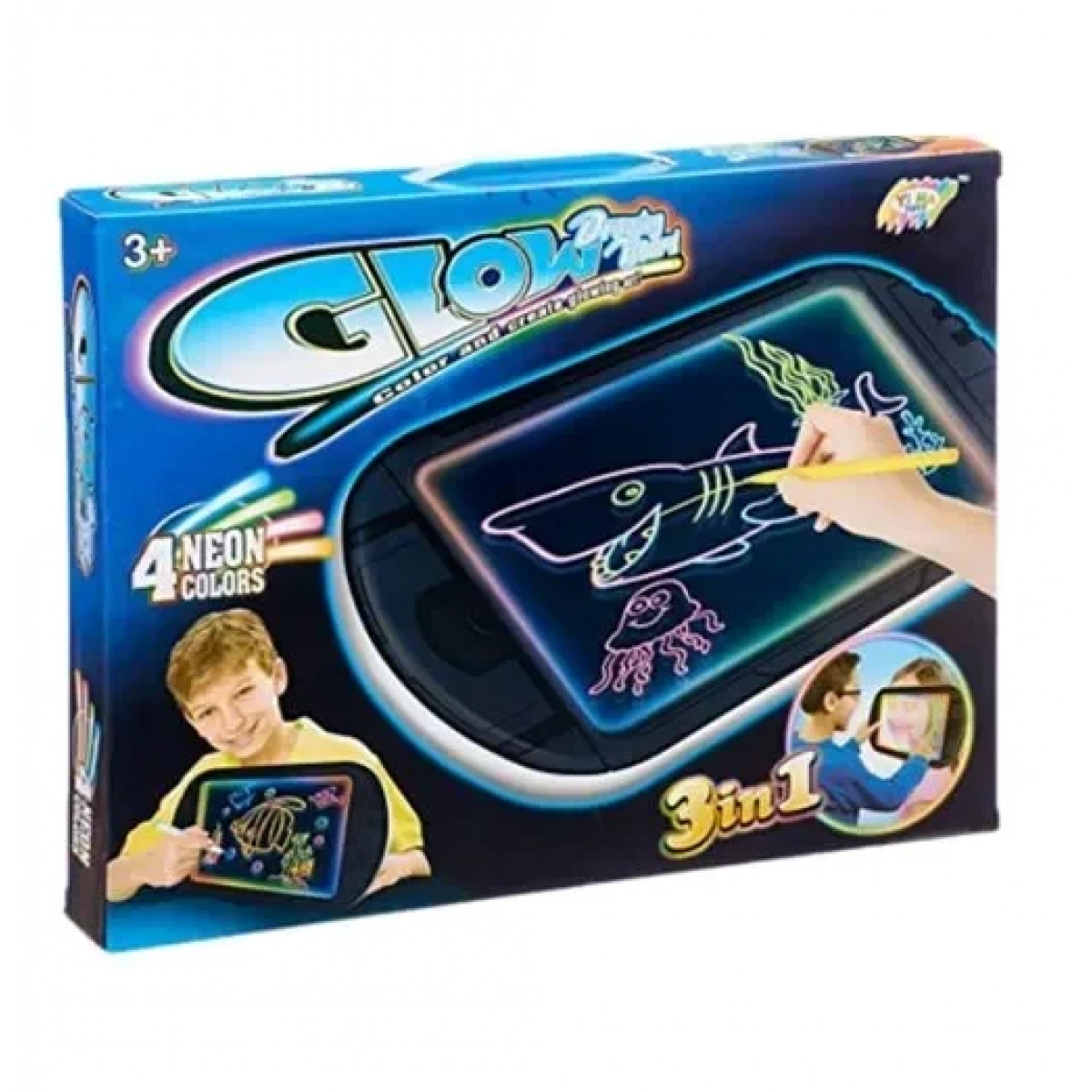 Μαγικός φωτεινός πίνακας ζωγραφικής - Glow Drawing Board 3 σε 1 μαύρο - Image 4