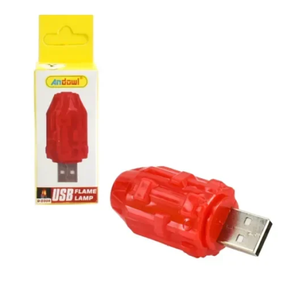 Mini φωτιστικό USB LED αυτοκινήτου 5V με εφέ φλόγας Andowl Q-D305 κόκκινο