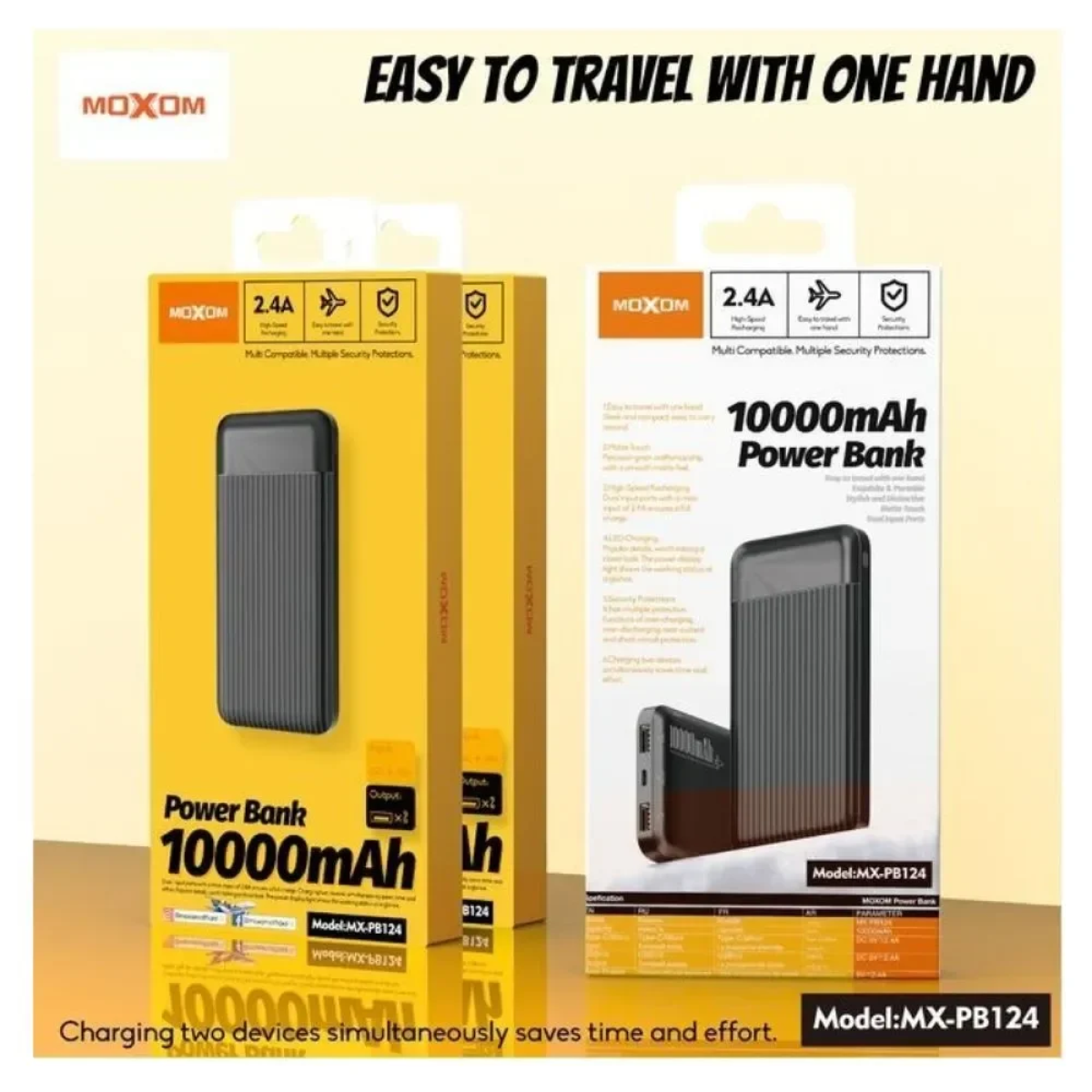 Moxom Power Bank 10000mAh MX-PB124 2.4A - Μαύρο - Photo2