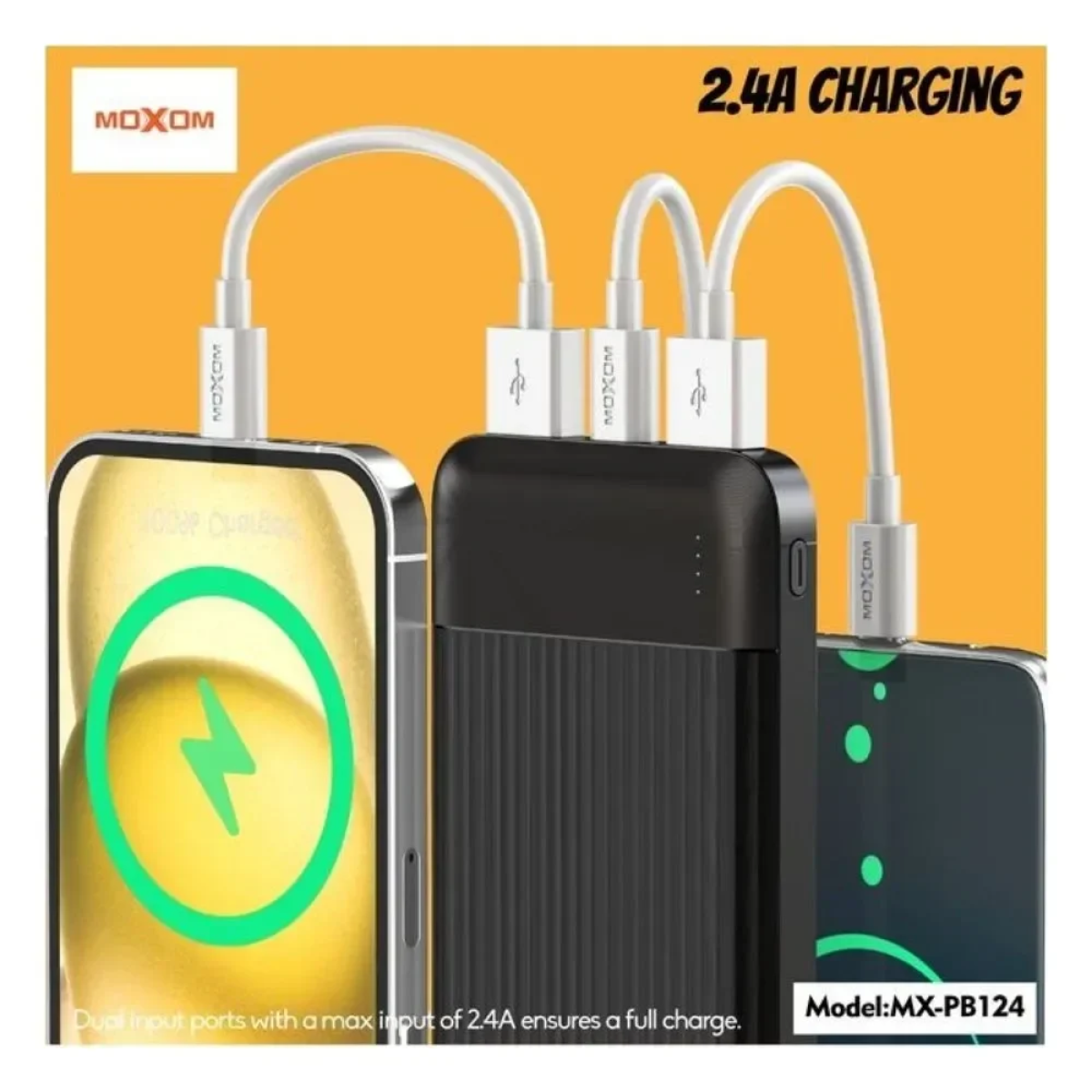 Moxom Power Bank 10000mAh MX-PB124 2.4A - Μαύρο - Photo3