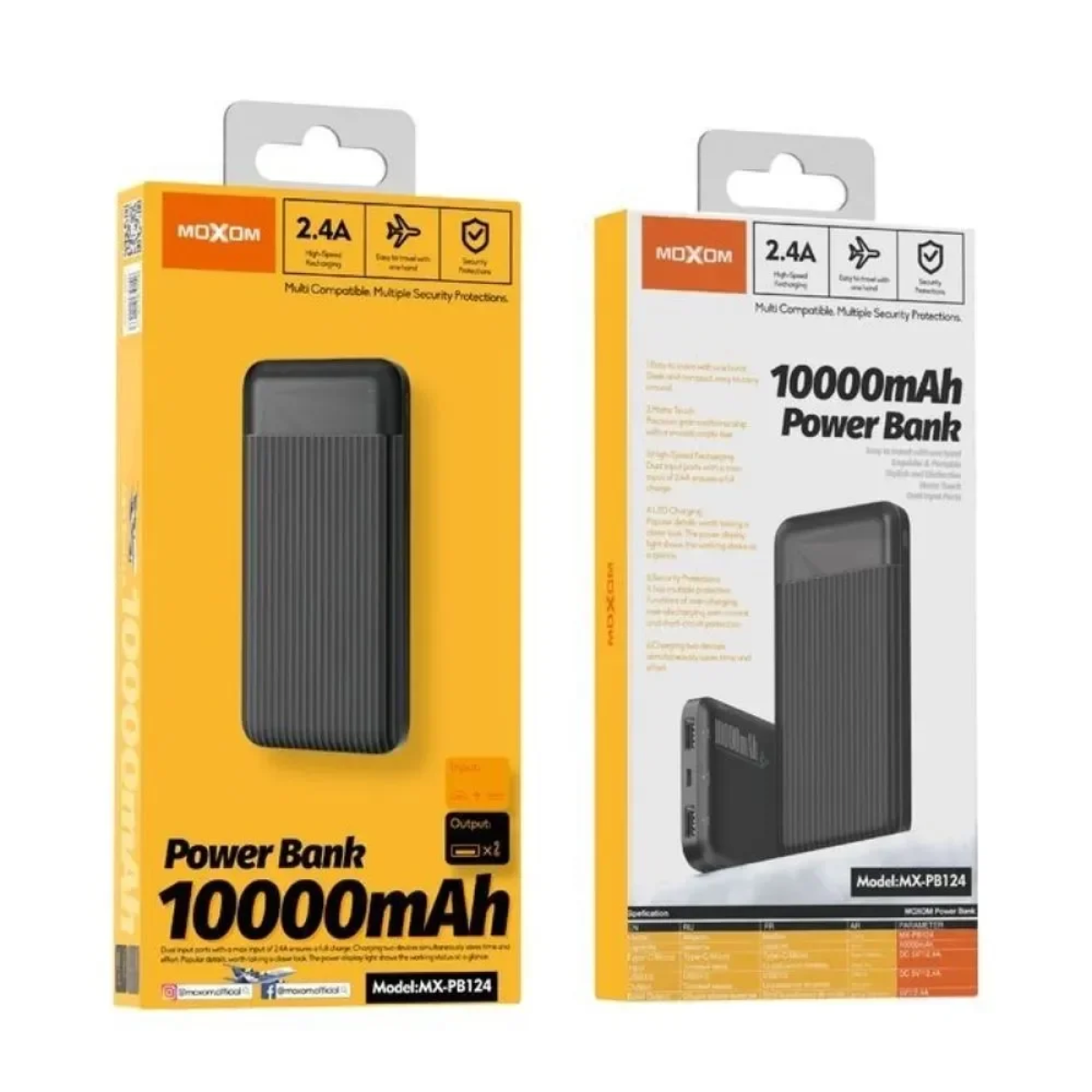 Moxom Power Bank 10000mAh MX-PB124 2.4A - Μαύρο - Photo5