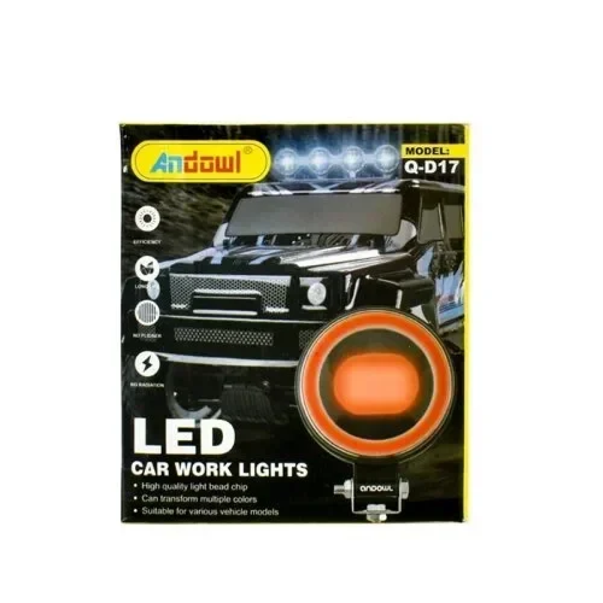 Προβολάκι LED 12/24V λευκού φωτισμού με πορτοκαλί Ring Light Andowl Q-D17 – μαύρο - Image 3