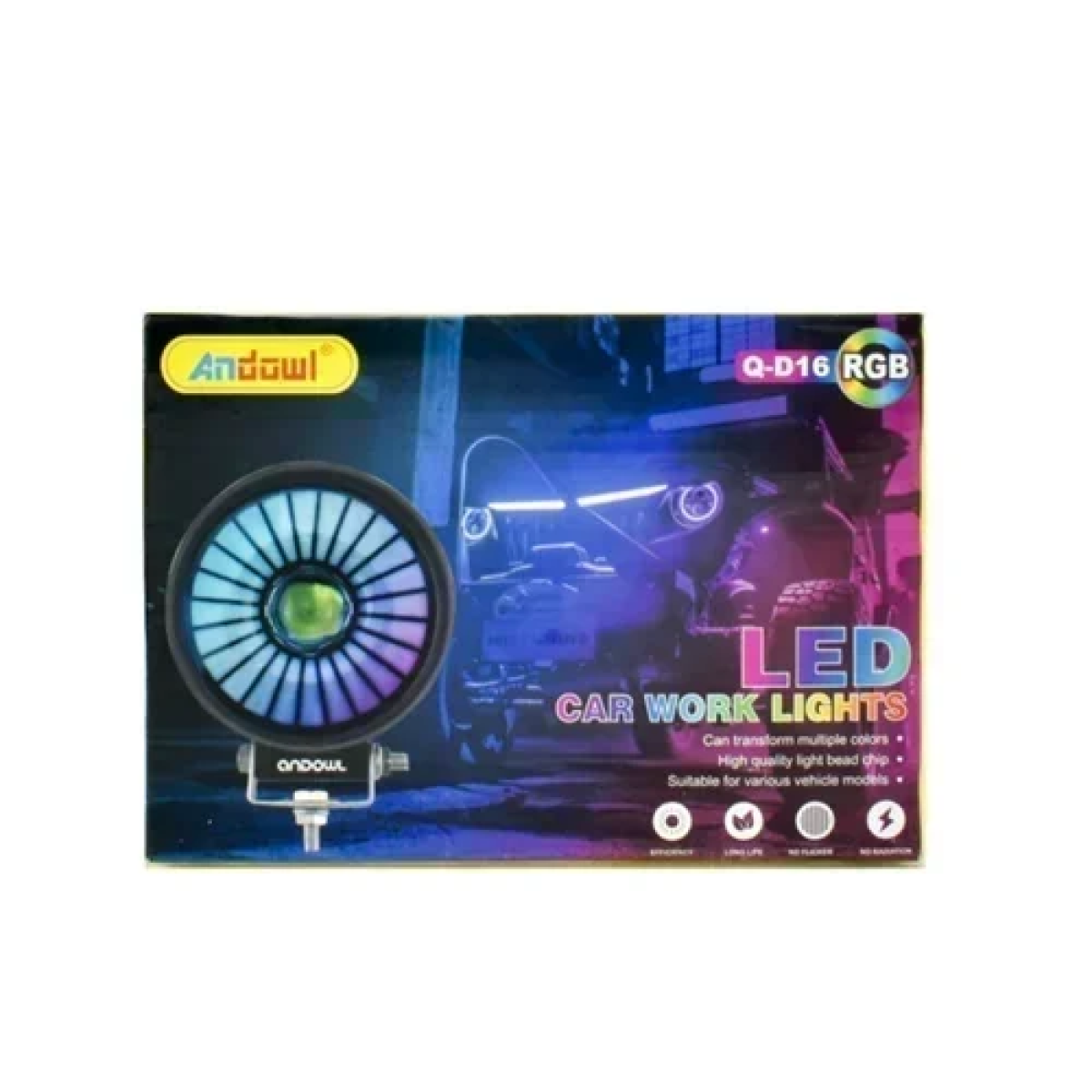 Προβολέας LED 12/24V λευκού/RGB ατμοσφαιρικού φωτισμού Andowl Q-D16 – μαύρο - Image 5
