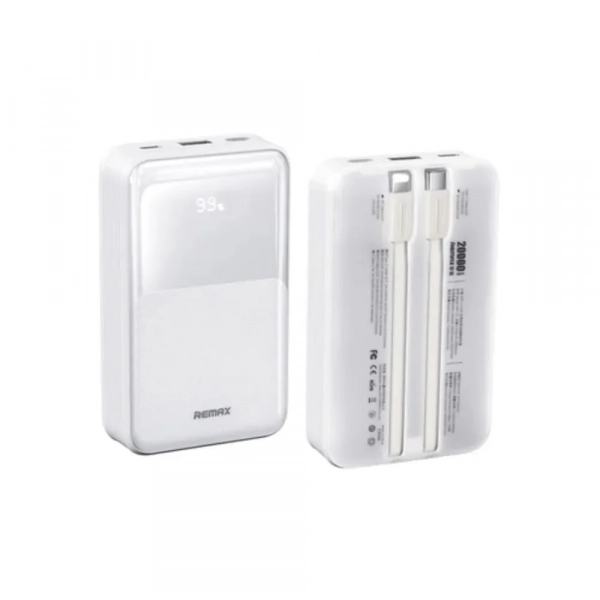 Remax RPP-21 Power Bank 20000mAh PD20W & QC22.5W με 2 Καλώδια Γρήγορης Φόρτισης - Λευκό - Photo1