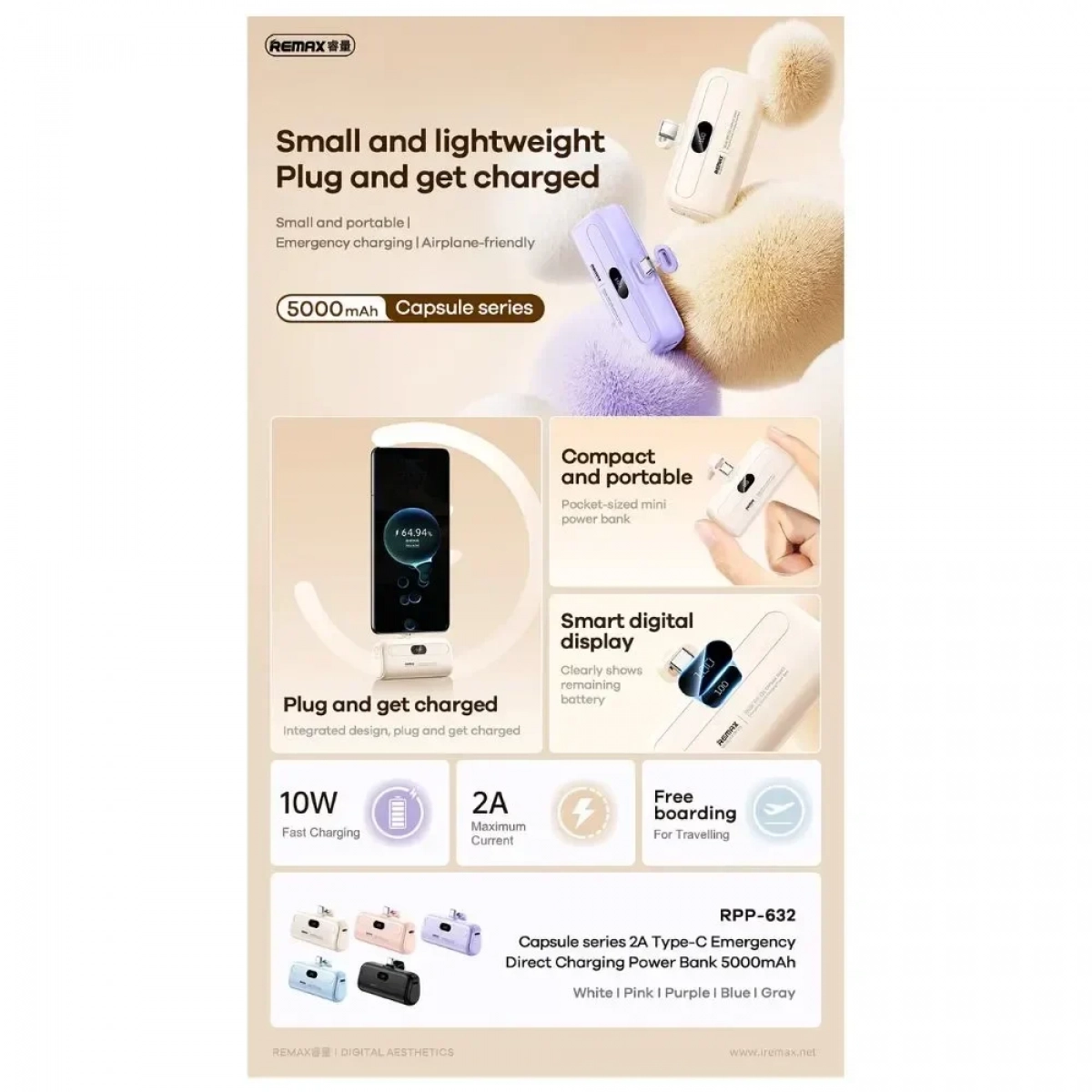 Remax RPP-632 Power Bank 5000mAh Λευκό - Photo2