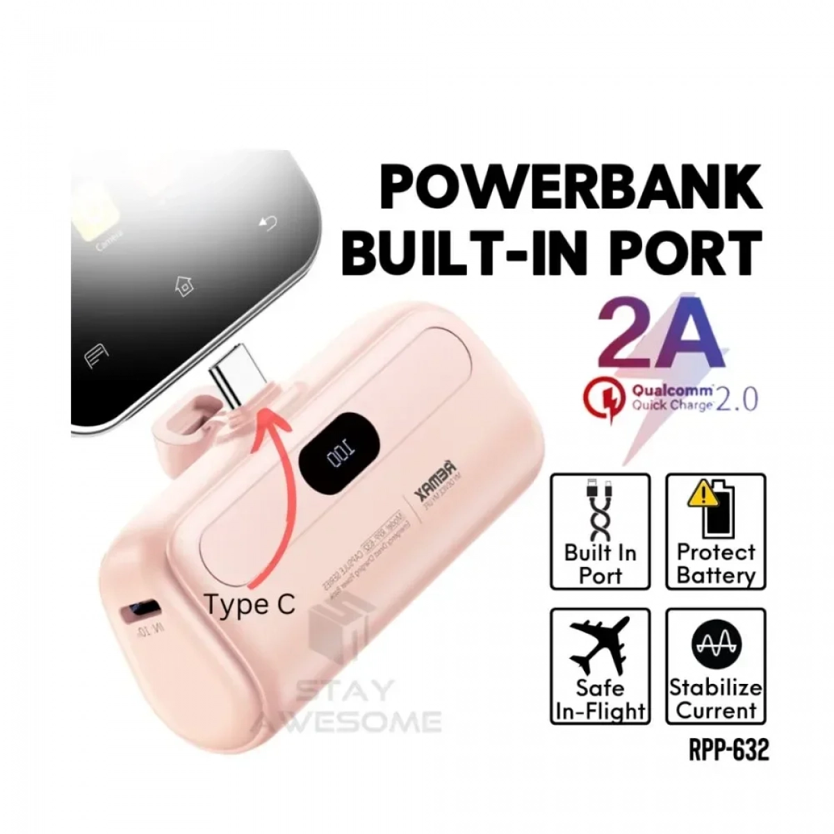 Remax RPP-632 Power Bank 5000mAh Ροζ - Photo3