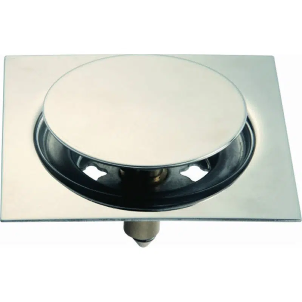 Σχάρα Δαπέδου Μπάνιου Τετράγωνη 12x12 cm Πατητή POP-UP από ανοξείδωτο ατσάλι