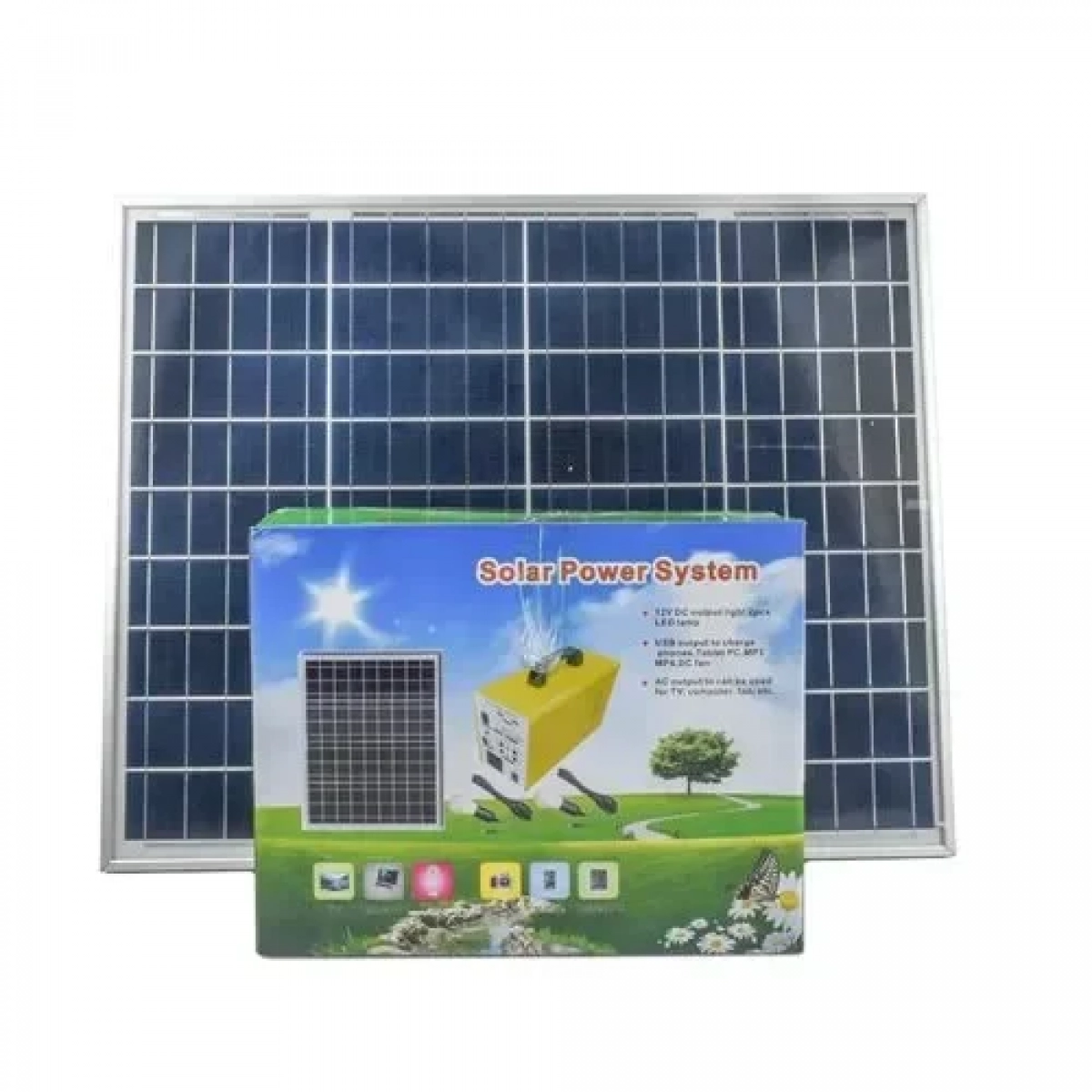 Σετ ηλιακό σύστημα φωτισμού LED & σταθμός φόρτισης 300W OEM DJ-1220 – κίτρινο - Image 3