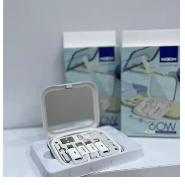 Σετ καλώδιο φόρτισης Type C 60W με 3 αντάπτορες usb σε θήκη Moxom MX-CB161 λευκό