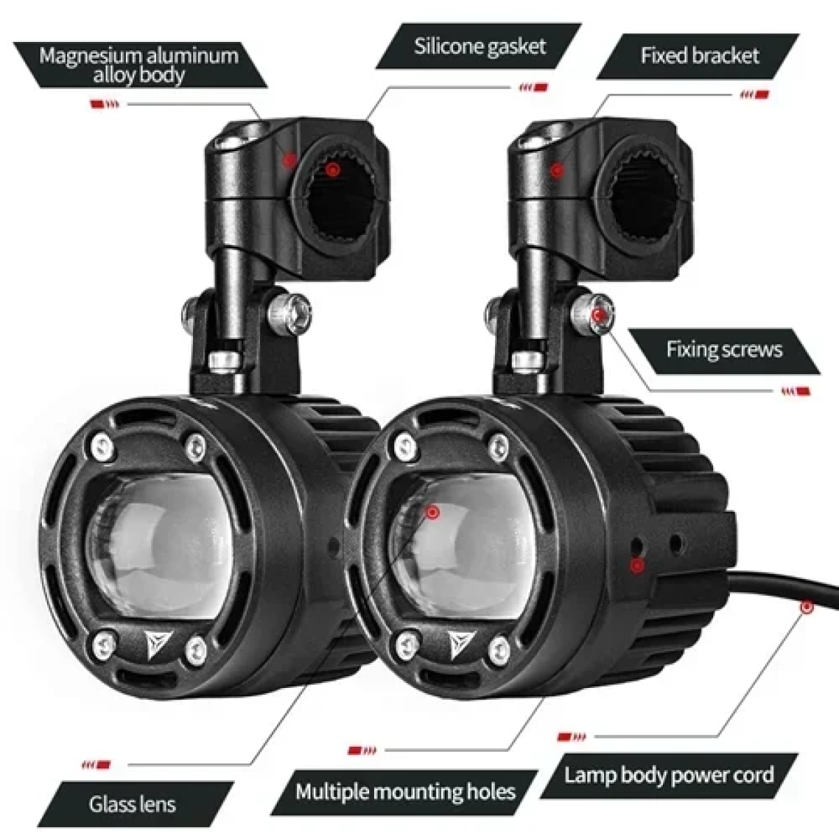 Σετ προβολάκια μοτοσυκλέτας 70W Motowolf 6000k-3000k MDL5006 - μαύρο - Image 7