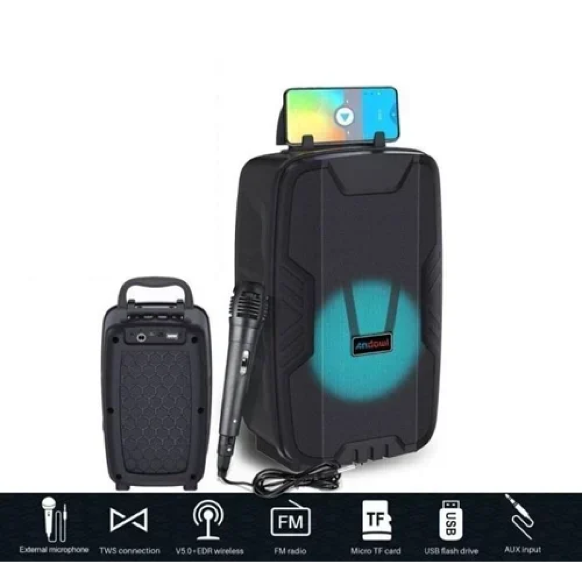 Σύστημα Karaoke Bluetooth με ενσύρματo μικρόφωνo Andowl Q-YX401A μαύρο - Image 2