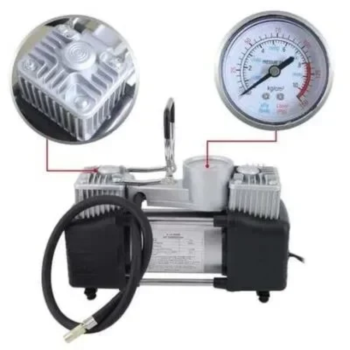 Τρόμπα αυτοκινήτου με καλώδιο αναπτήρα 12V Pervoi CTC-1102 - Image 2