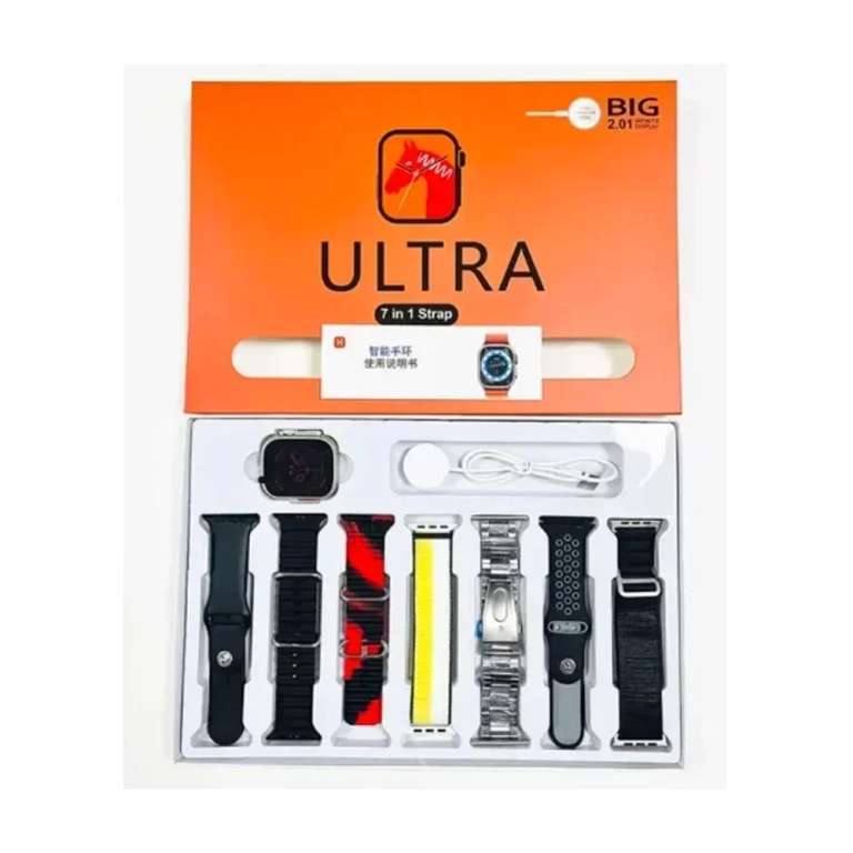 Ultra Smartwatch 7 in 1 Strap με 7 διαφορετικά Λουράκια - Μπλε