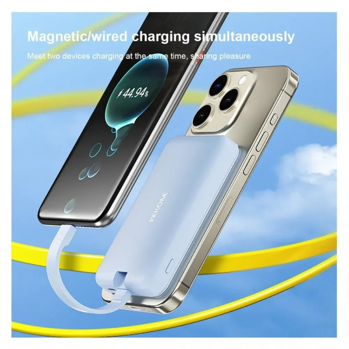 Wekome WP-47 Power Bank Ασύρματης Φόρτισης PD15W και Ενσύρματης Φόρτισης 10000mAh, Γαλάζιο - Photo7